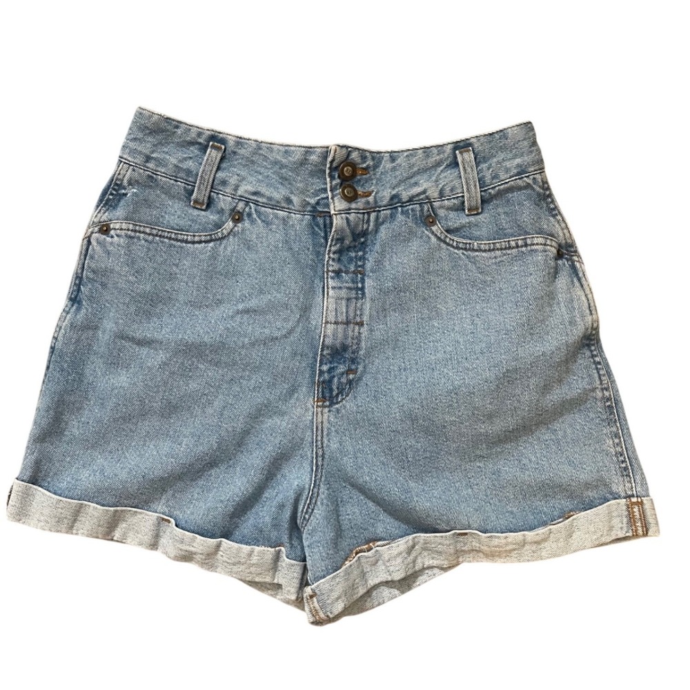 Vintage 90s EXP Jeans High Waisted Light Wash Denim Mom Shorts Cuffed Size 11/12